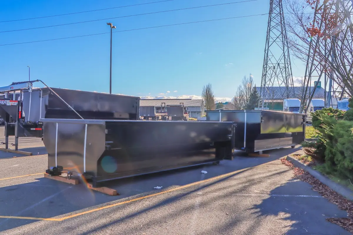 Roll-off dumpster ready for waste disposal at job site for Construction Dumpster Rental in Horsham